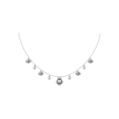 Shells Freshwater Pearl & 92.5 Silver Charms Necklace