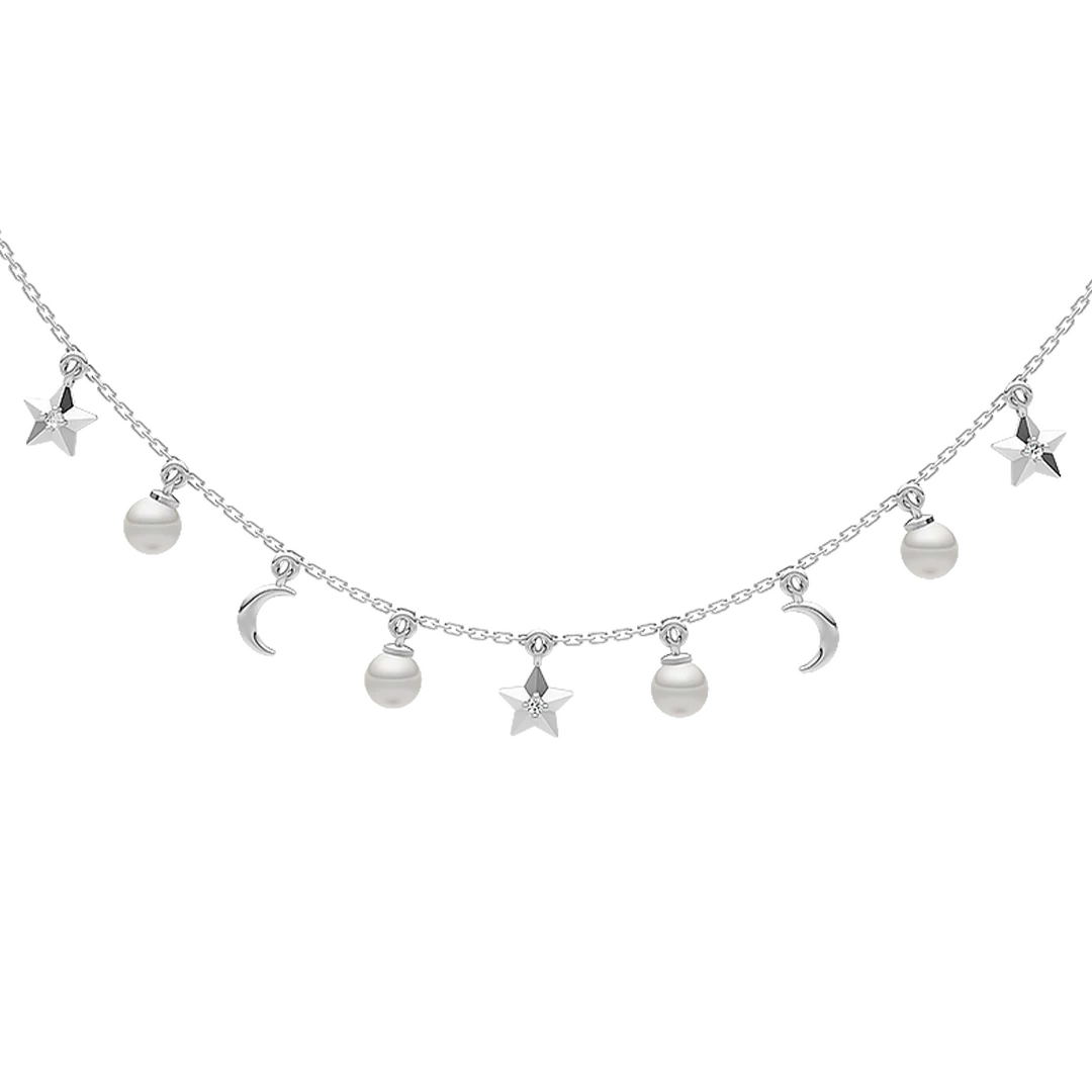 Celestine Freshwater Pearls & 92.5 Silver Charms Necklace