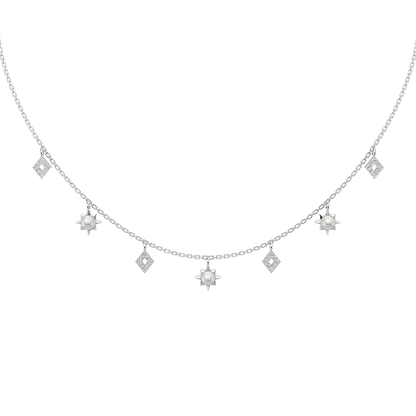 Radiance freshwater Pearl & 92.5 Silver Charms Necklace