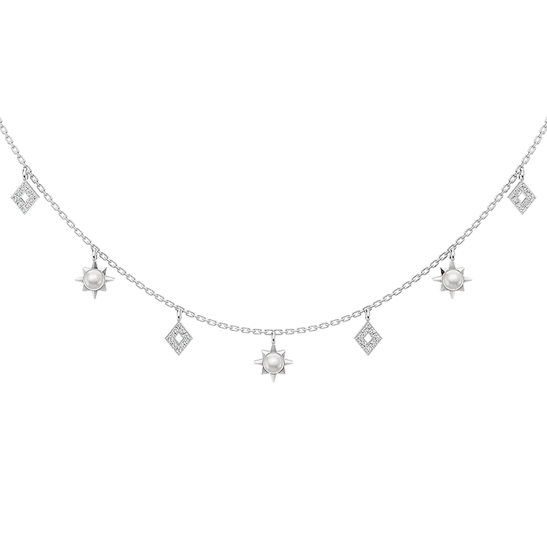 Radiance freshwater Pearl & 92.5 Silver Charms Necklace