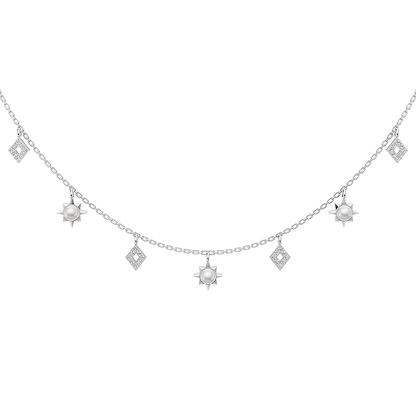 Radiance freshwater Pearl & 92.5 Silver Charms Necklace