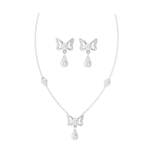 Gypsy Freshwater pearl & 92.5 Silver Necklace Set