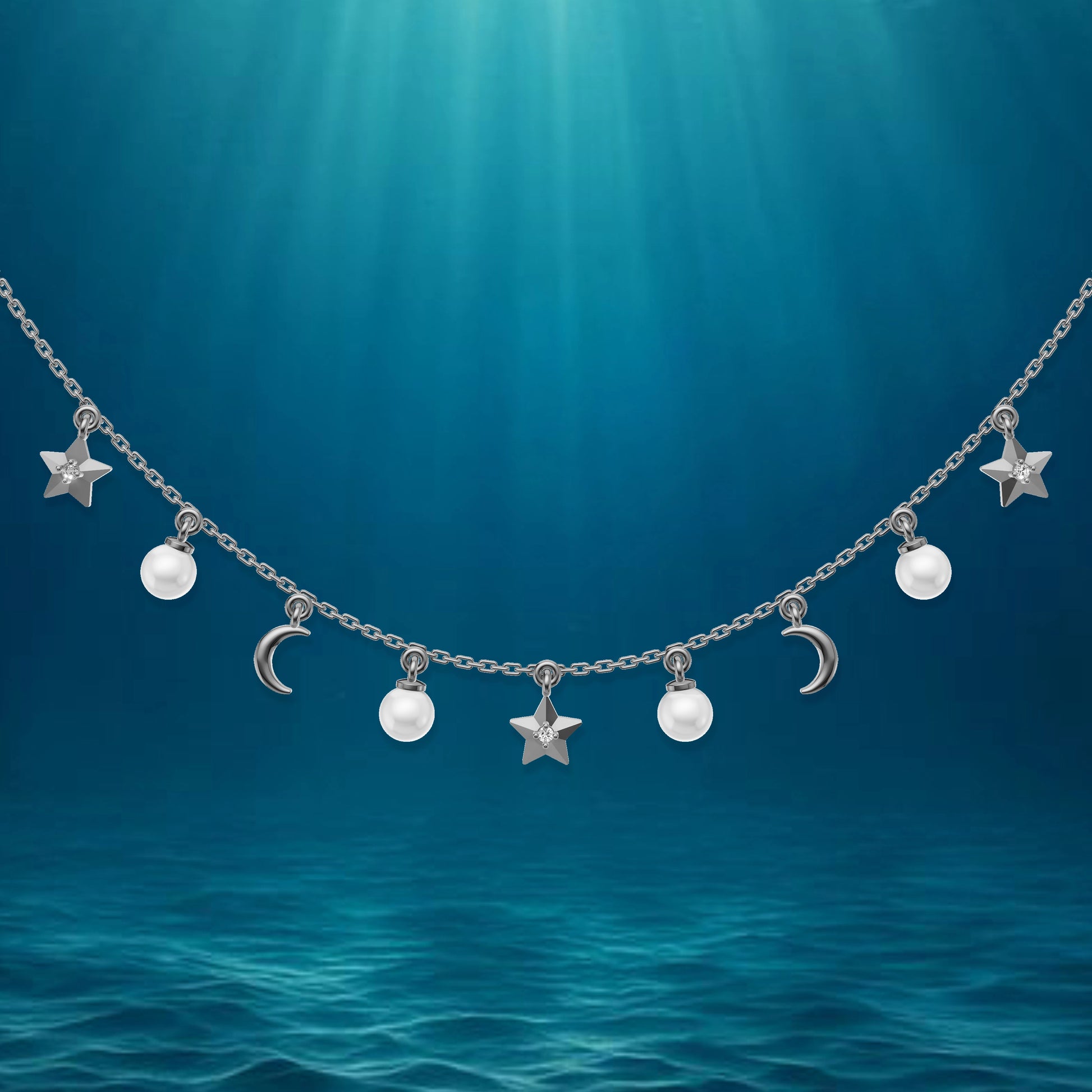 Celestine Charm pearl necklace fashionable silver design
