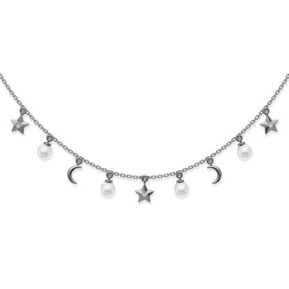 Celestine Charm freshwater pearl 92.5 silver charms necklace