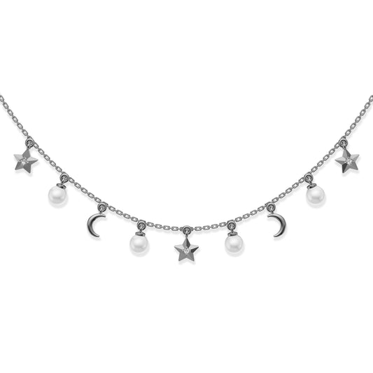 Celestine Charm freshwater pearl 92.5 silver charms necklace