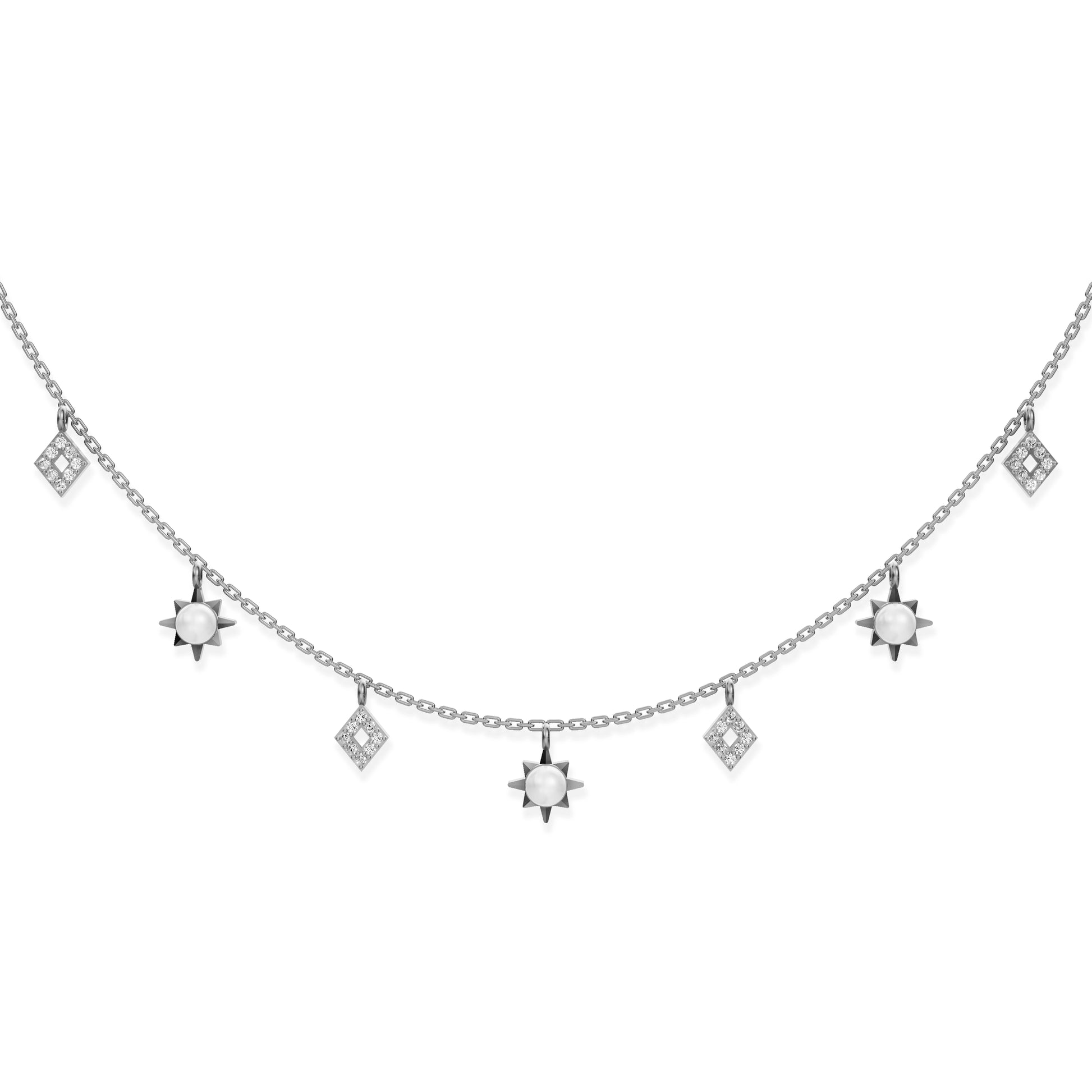 Radiance freshwater pearl 92.5 silver charms necklace
