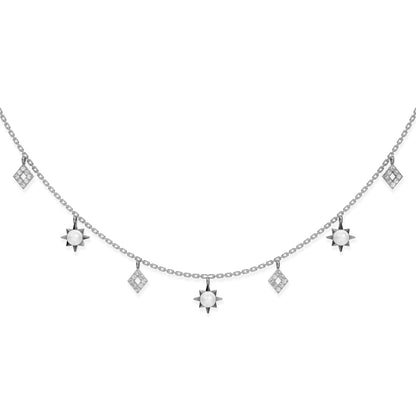 Radiance freshwater pearl 92.5 silver charms necklace