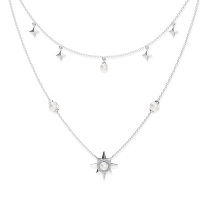 Celestia Layers freshwater pearl 92.5 silver charms necklace