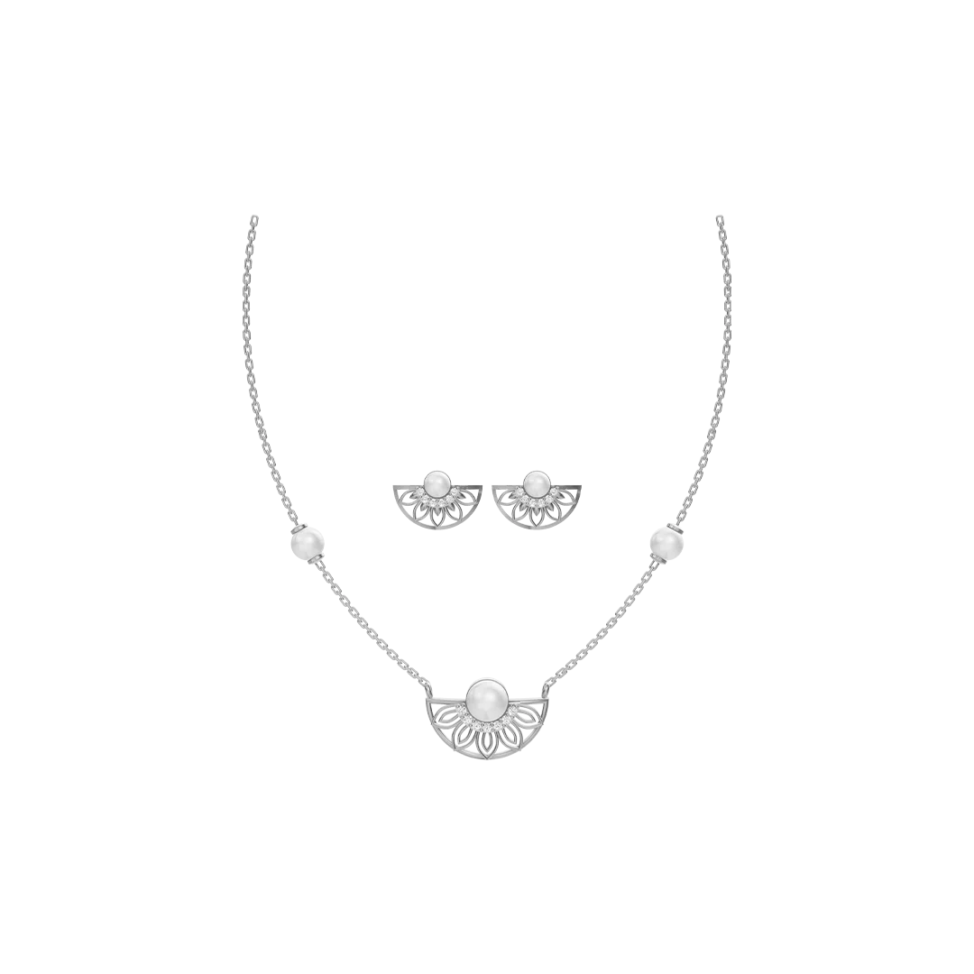 Belle Freshwater Pearl & 92.5 Silver Necklace Set