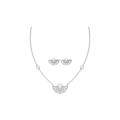 Belle Freshwater Pearl & 92.5 Silver Necklace Set