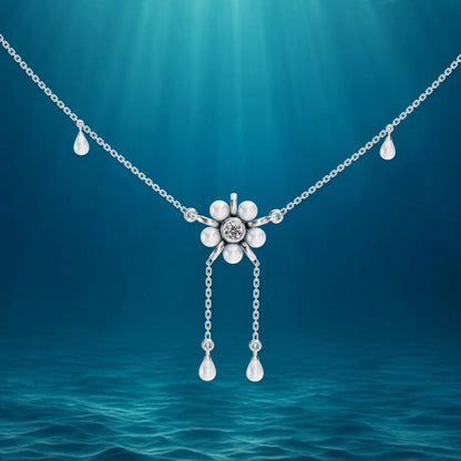 Floret freshwater pearl necklace elegant silver styling