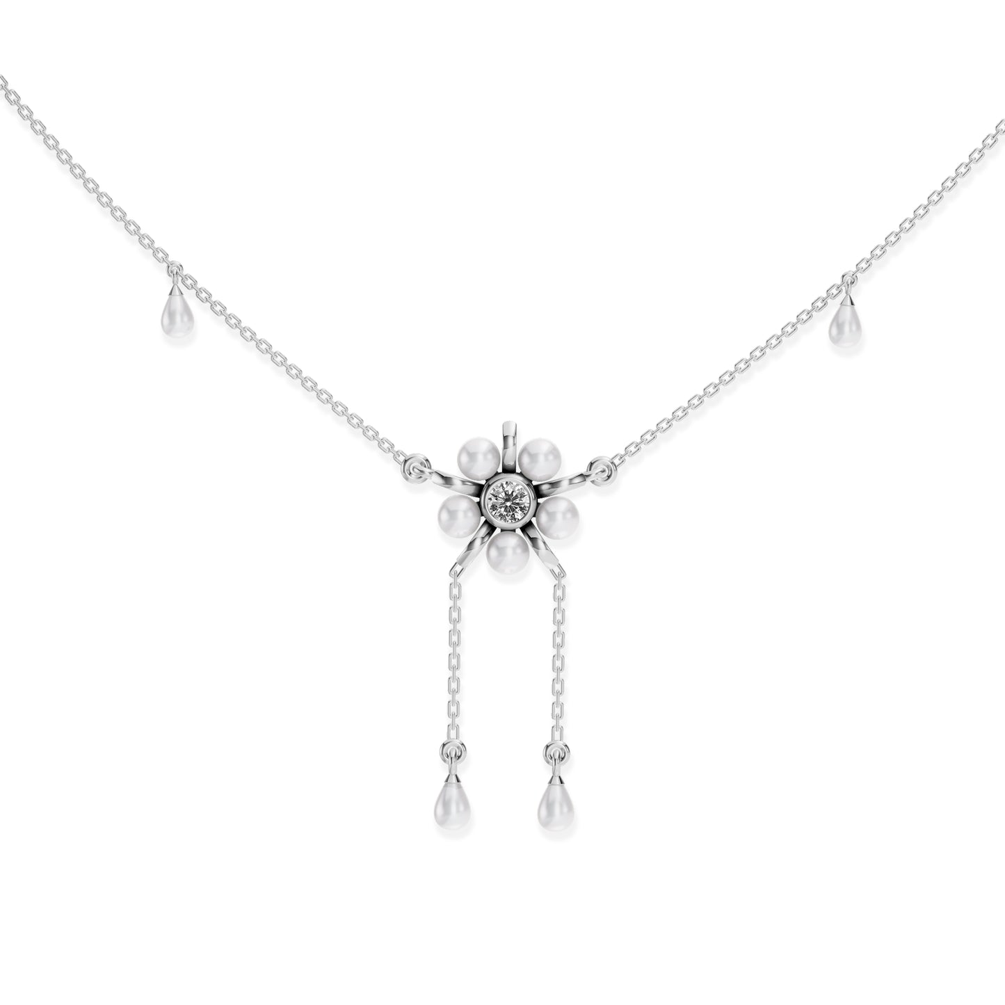 Floret freshwater pearl 92.5 silver necklace