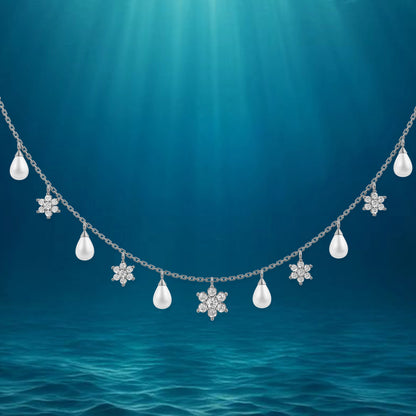 Signature Drop pearl 92.5 silver charms necklace