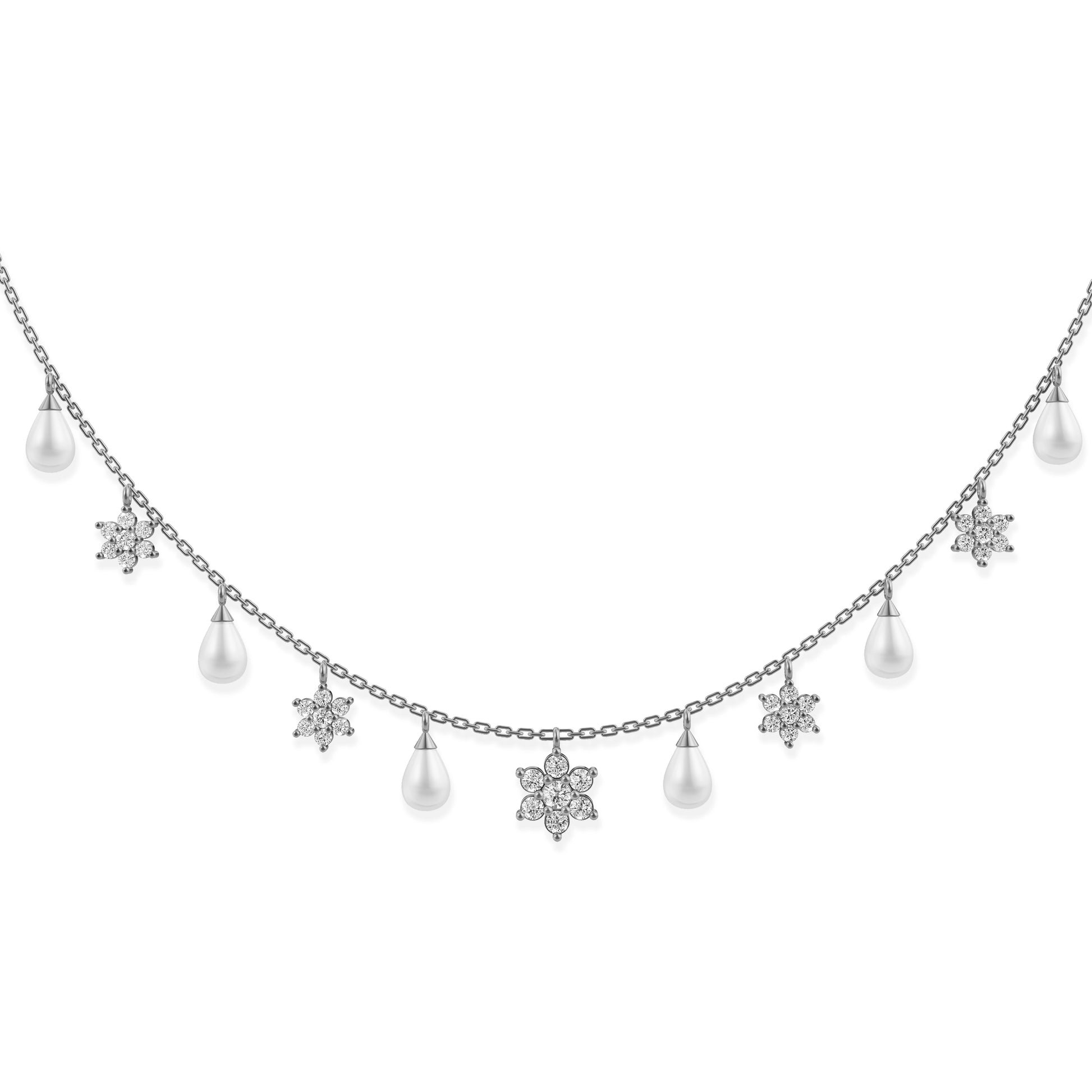 Signature Drop pearl 92.5 silver charms necklace