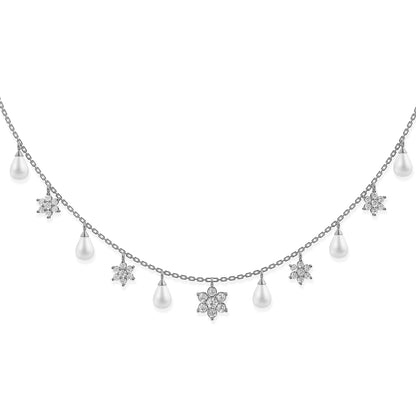 Signature Drop pearl 92.5 silver charms necklace