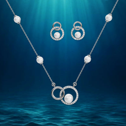 Loops pearl necklace set fashionable silver design