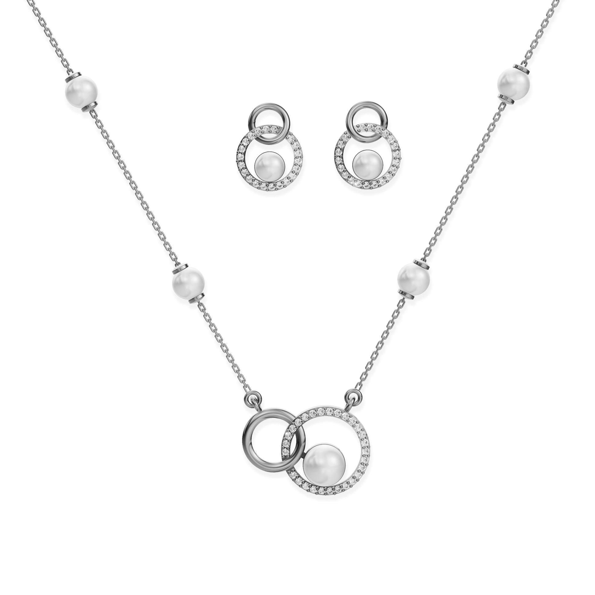 Loops freshwater pearl necklace set side angle