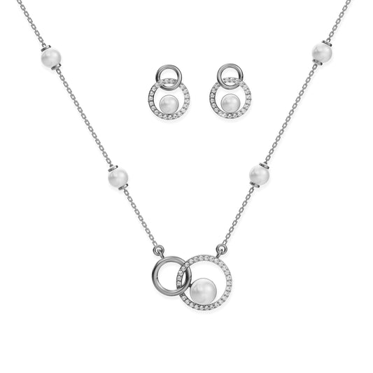 Loops freshwater pearl necklace set side angle