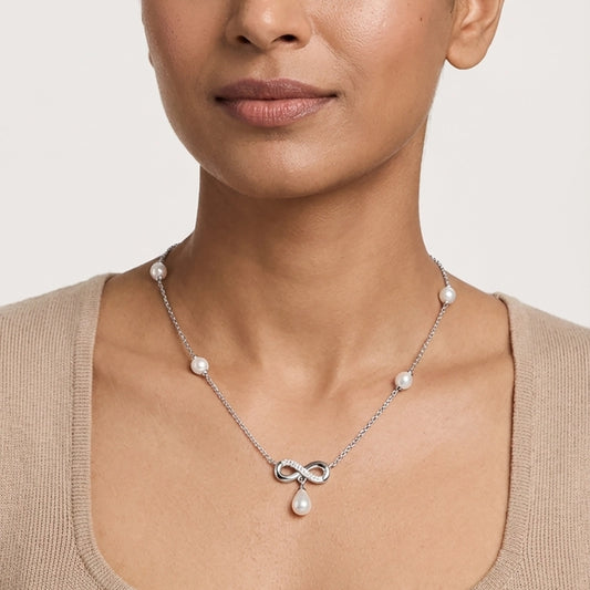 Infinity freshwater pearl necklace set close-up