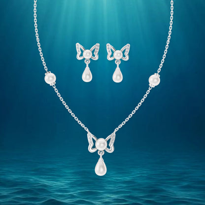 Gypsy freshwater pearl 92.5 silver necklace set