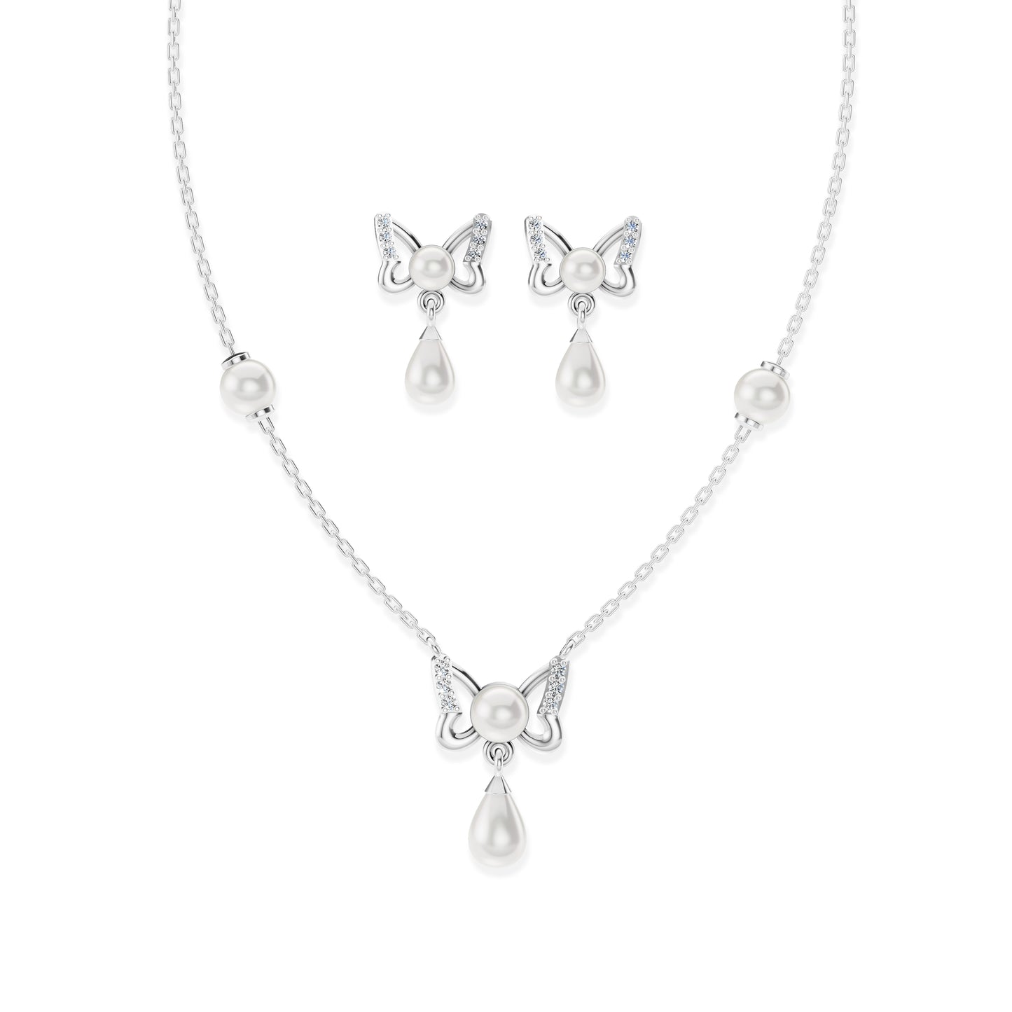 Gypsy freshwater pearl 92.5 silver necklace set