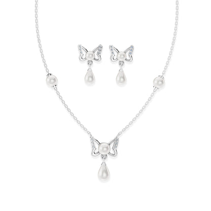 Gypsy freshwater pearl 92.5 silver necklace set