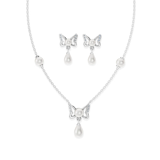 Gypsy freshwater pearl 92.5 silver necklace set