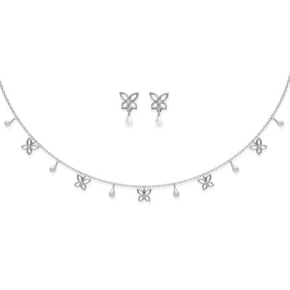 Magical Garden freshwater pearl 92.5 silver charms necklace set