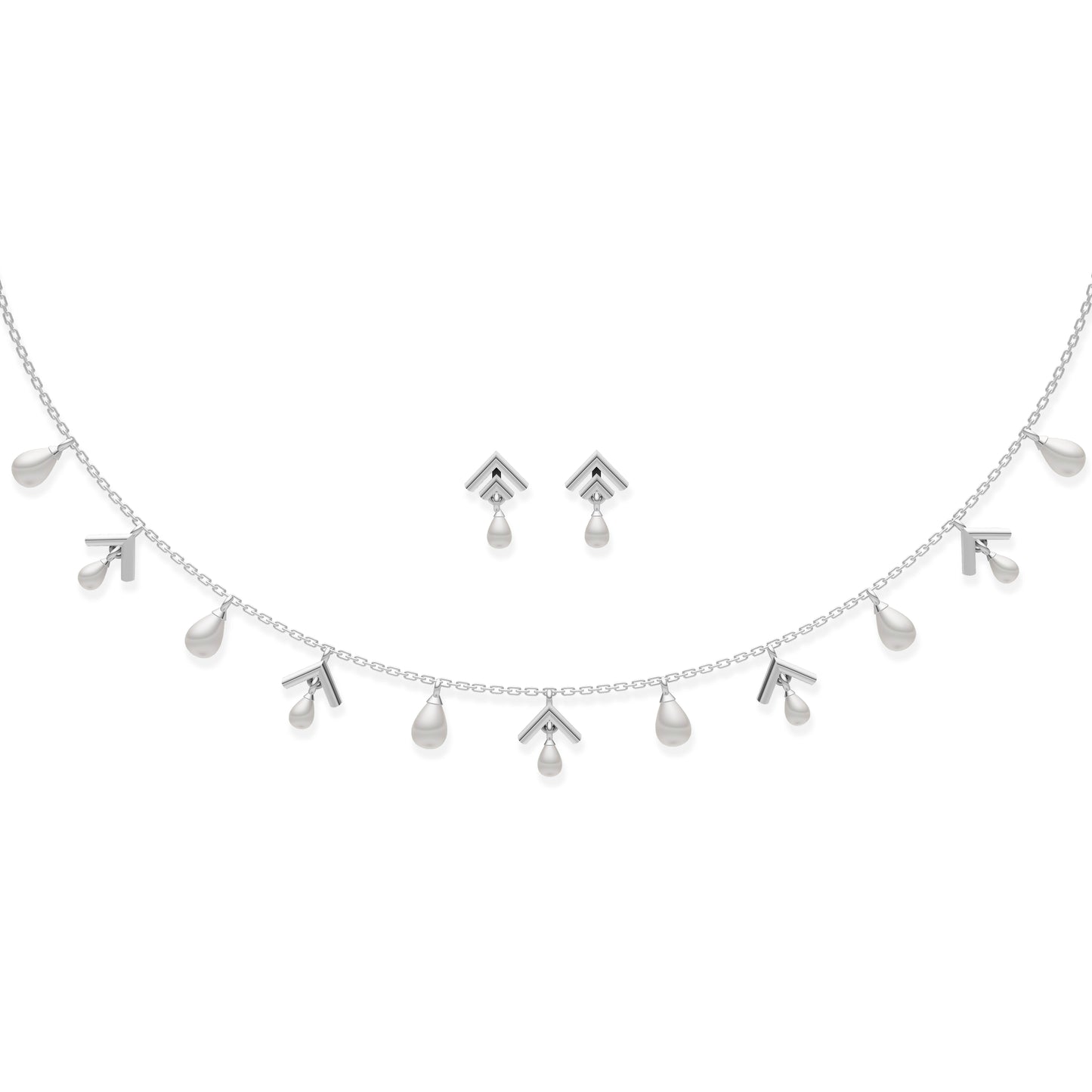 Arlette Charms Freshwater pearl & 92.5 Silver Necklace Set
