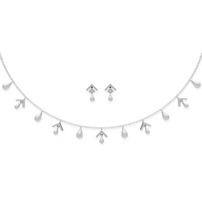 Arlette Charms Freshwater pearl & 92.5 Silver Necklace Set