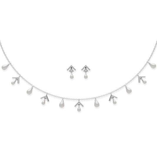 Arlette Charms Freshwater pearl & 92.5 Silver Necklace Set