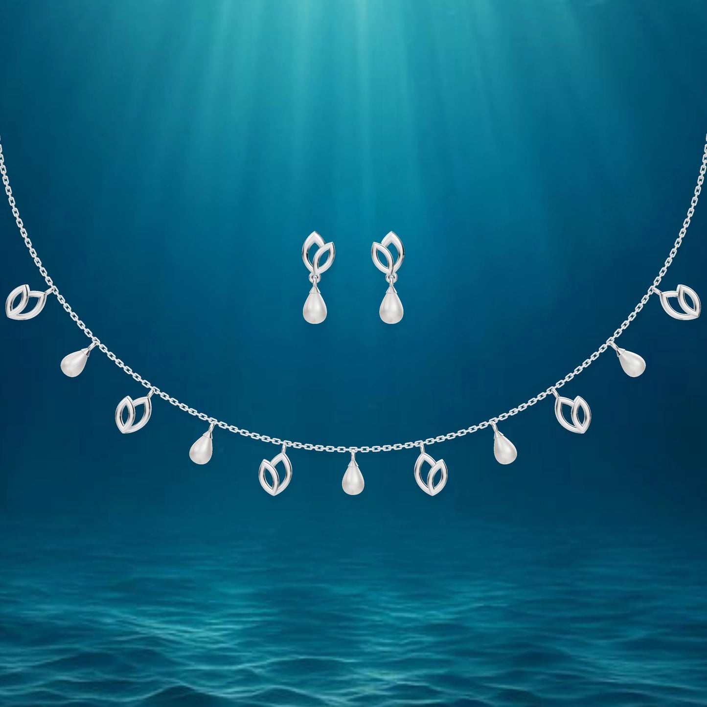 Petra Charms Freshwater pearl & 92.5 Silver Necklace Set