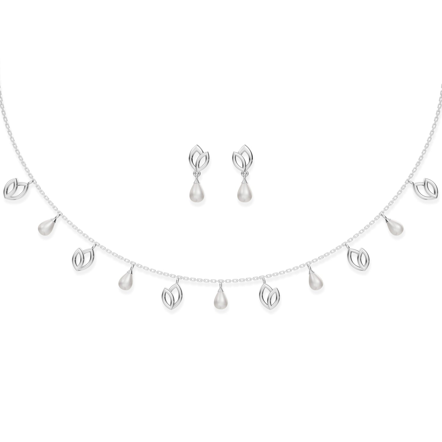 Petra Charms Freshwater pearl & 92.5 Silver Necklace Set