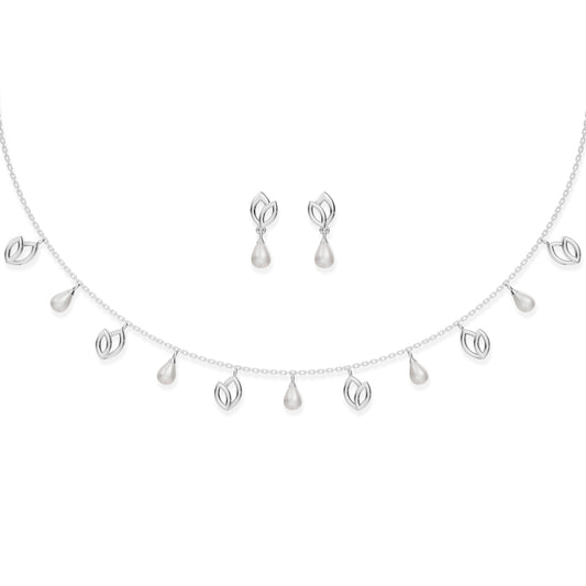 Petra Charms Freshwater pearl & 92.5 Silver Necklace Set