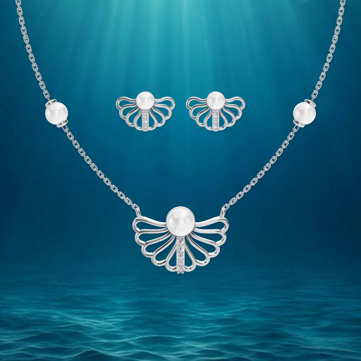 Creselle Freshwater Pearl & 92.5 Silver Necklace Set