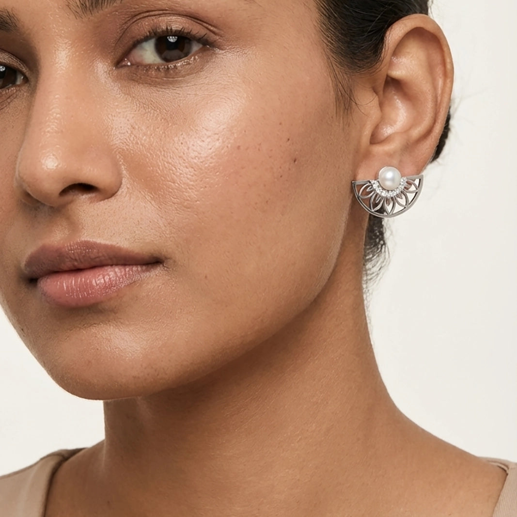 lightweight silver pearl earrings for daily wear