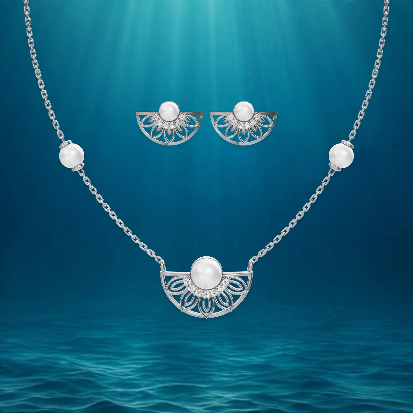Belle Freshwater Pearl & 92.5 Silver Necklace Set