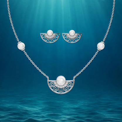 Belle Freshwater Pearl & 92.5 Silver Necklace Set