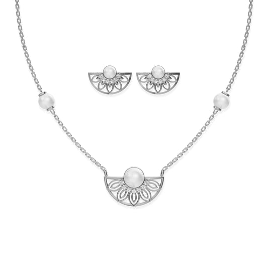 Belle Freshwater Pearl & 92.5 Silver Necklace Set