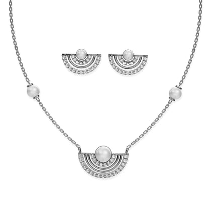 Semi Arc freshwater pearl 92.5 silver necklace set