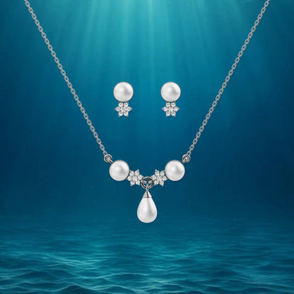 Grace freshwater pearl 92.5 silver necklace set