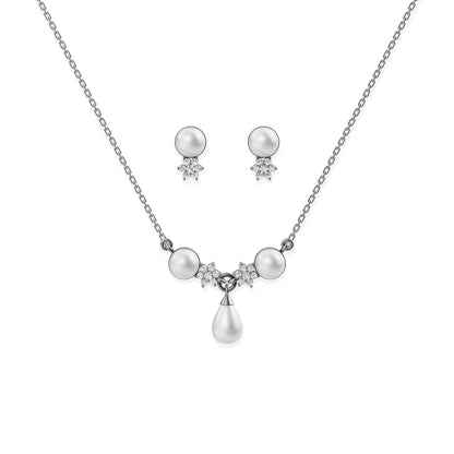 Grace freshwater pearl 92.5 silver necklace set