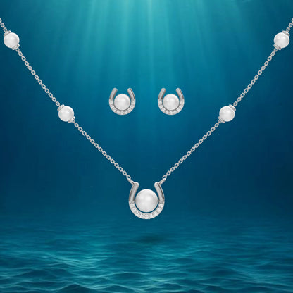 Amaira 92.5 silver and freshwater pearl necklace set