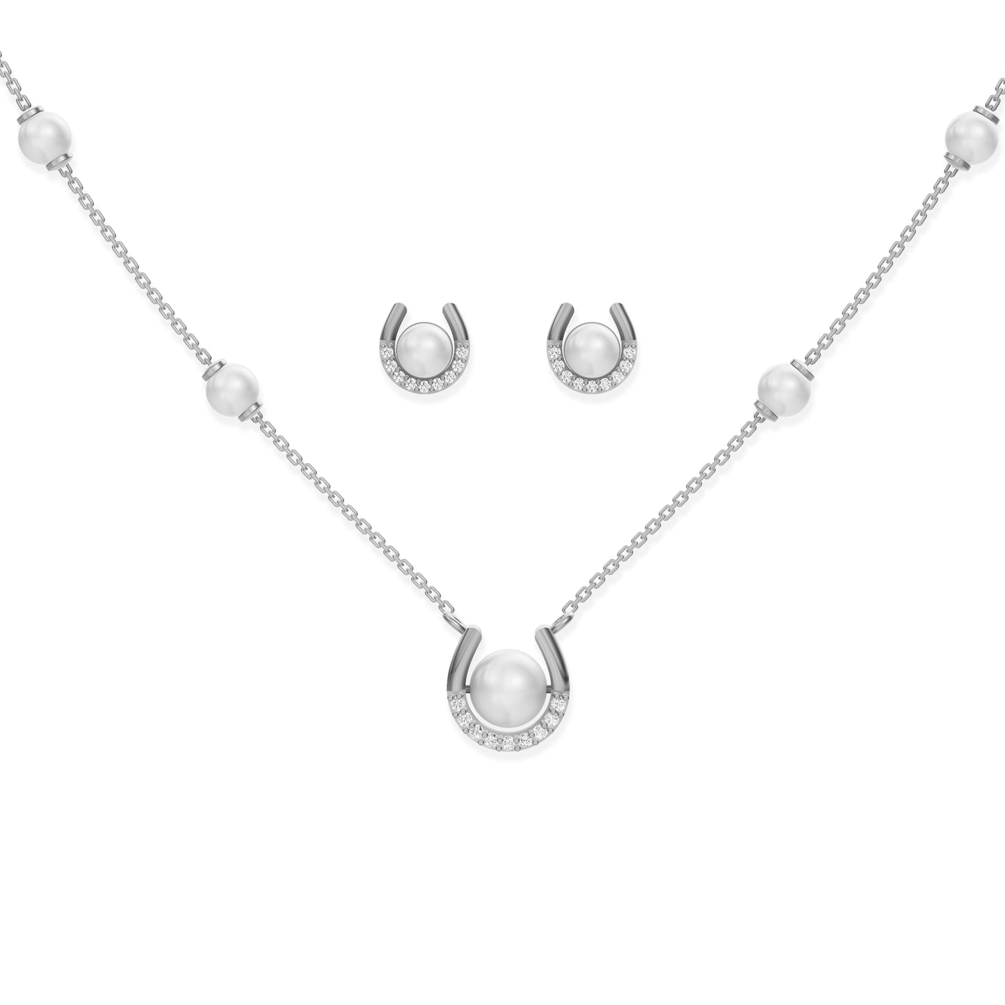 Amaira 92.5 silver and freshwater pearl necklace set