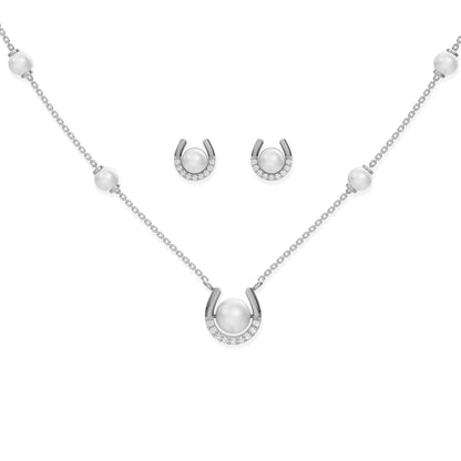 Amaira 92.5 silver and freshwater pearl necklace set