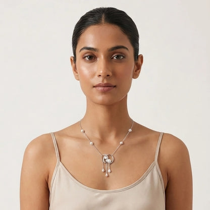 Nora silver gold plated necklace set on display
