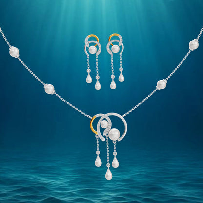 Nora 92.5 Silver & Gold Plated Necklace Set
