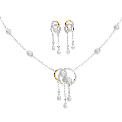 Nora 92.5 silver gold plated necklace set for women