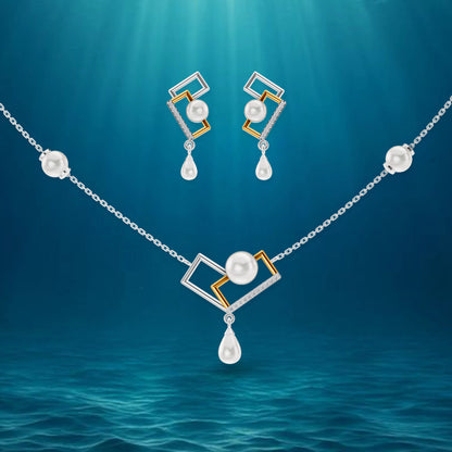 Zora 92.5 silver gold plated necklace set