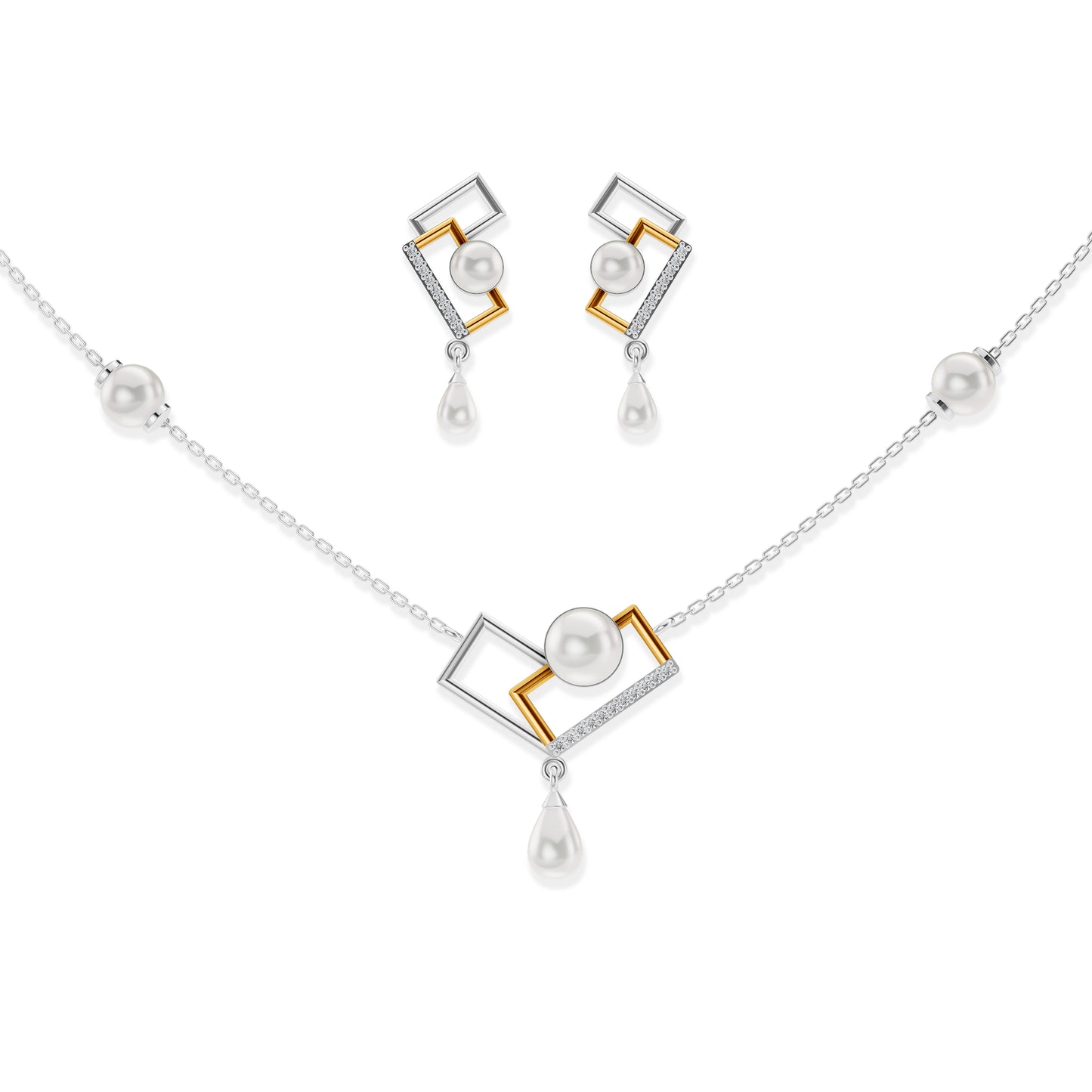 Zora 92.5 silver gold plated necklace set